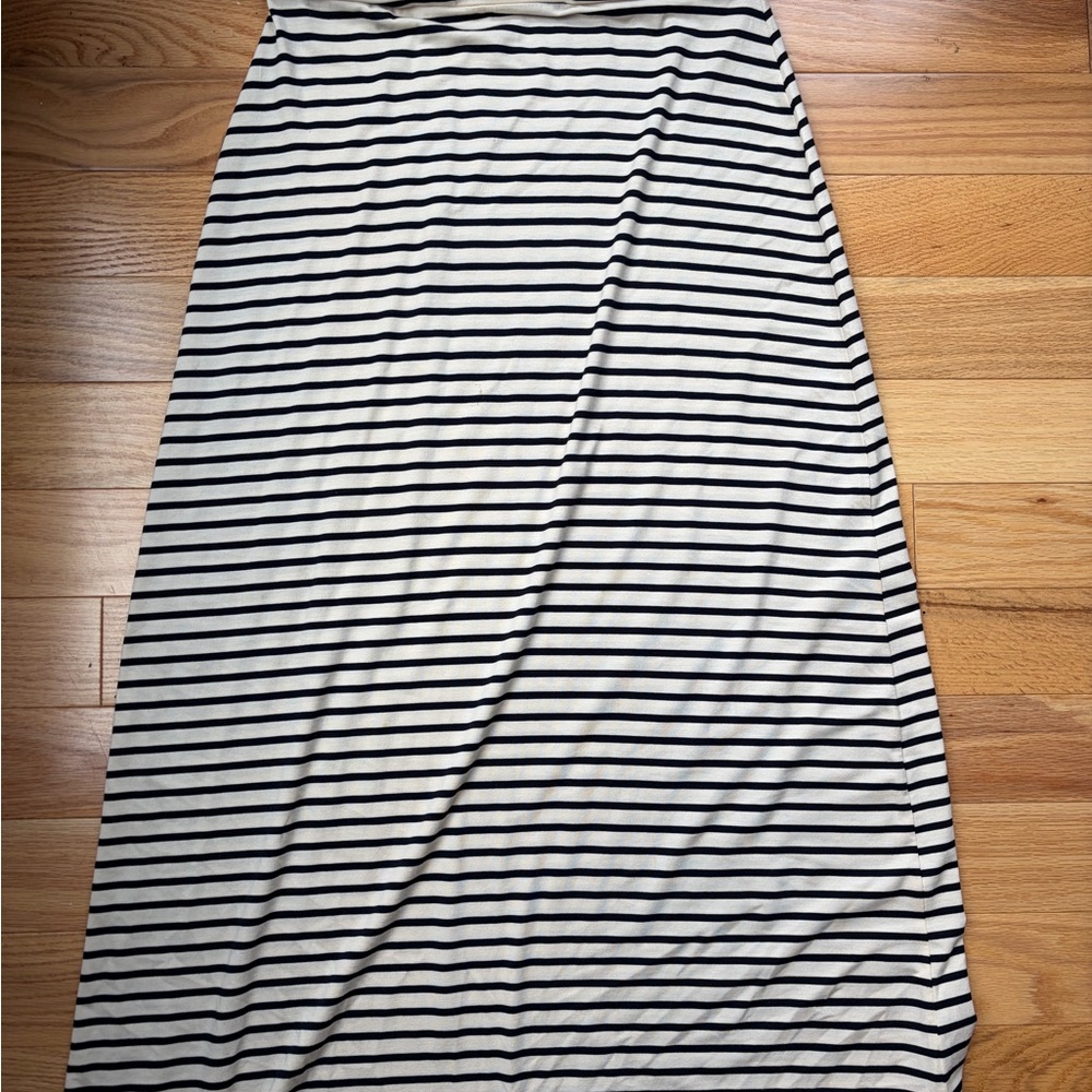 J. Crew Navy and White Striped A-Line Skirt